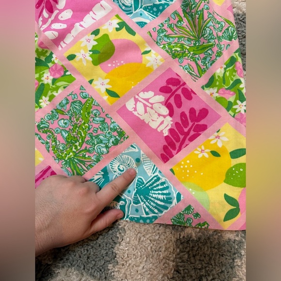 LILLY PULITZER 90s/Y2K Pink Tile Patch Vintage Skirt Alligator Lemon Seashell 2 - Picture 6 of 14